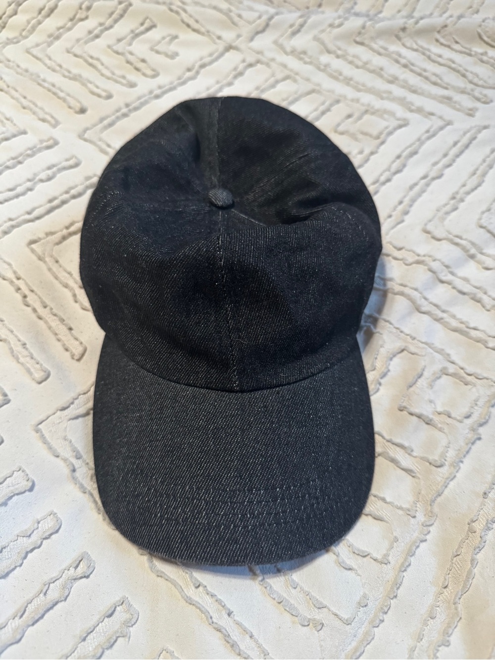 Black denim baseball cap